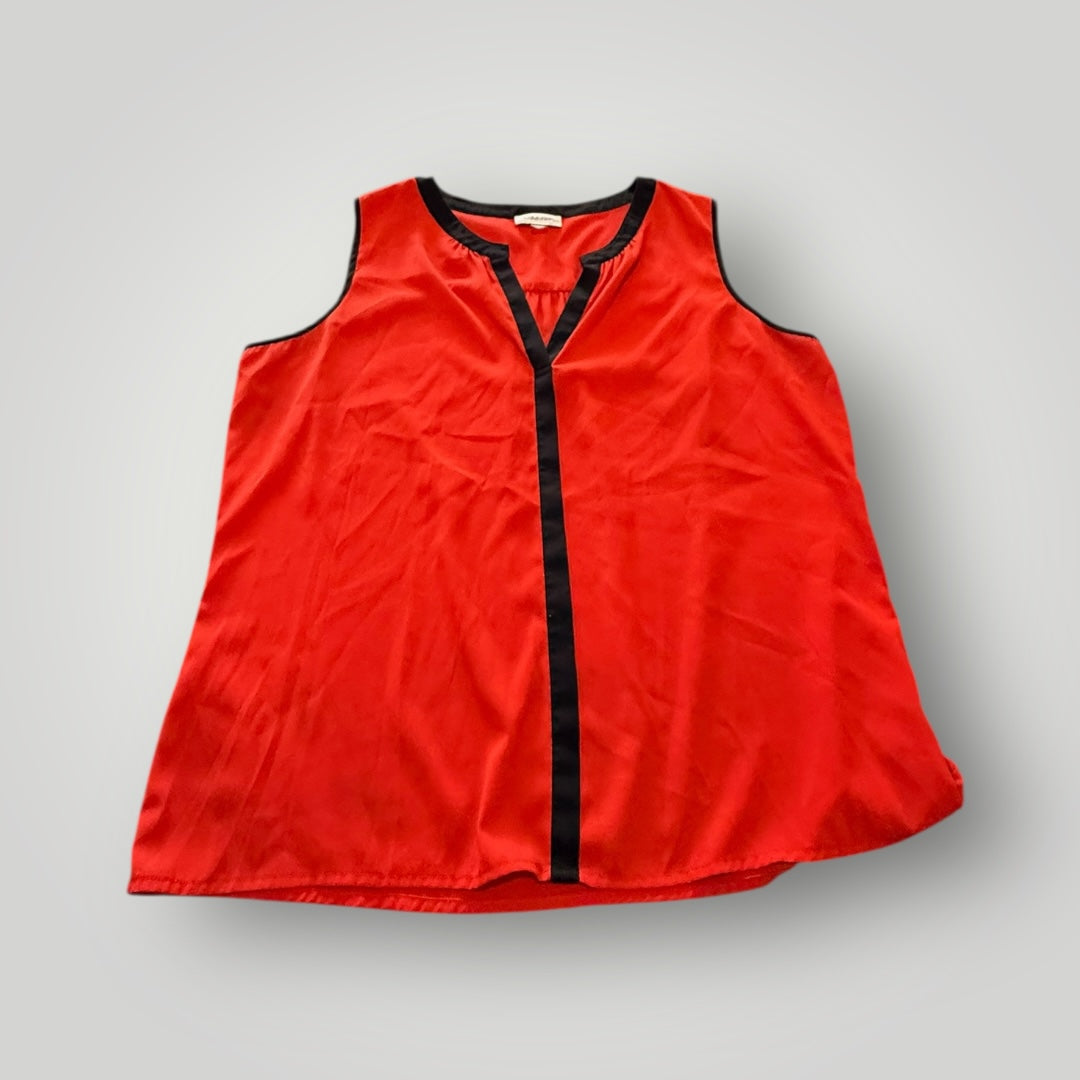 Calvin Klein Red Split-Neck Blouse XL